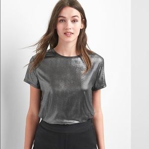 NEW Gap Metallic Tee, gunmetal, XS